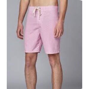 Strong Boalt Palm Beach Mens Pink Geometric Maze Swim Trunks Board Shorts 34